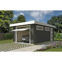 Nordic Holz Garage Pultdach Canberra 4,22 x 6,00 m grün lasiert
