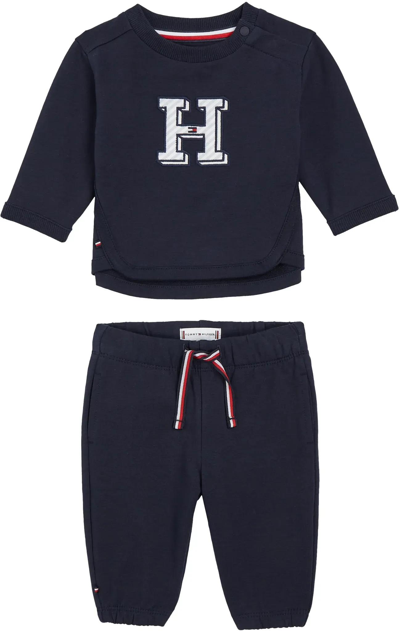 Shirt & Hose TOMMY HILFIGER "BABY ITHACA H SET" Gr. 86, blau (desert sky) Baby KOB Set-Artikel Outfits mit Logo-Stickereien