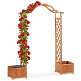 relaxdays Rankhilfe »Rosenbogen« aus Holz mit 2 Pflanzkübeln braun