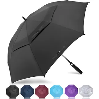 ZOMAKE Regenschirm Groß Sturmfest XXL - Großer Golf-Regenschirm, Windsicher & Stabil, Automatik Großer Schirm, Herren & Damen, 2 Personen, Outdoor & Reise(Schwarz)