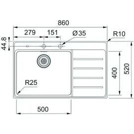 Franke MYX 211-86 A Flächenbündig Edelstahl Druckknopf 860 x 520 mm