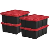 Iris Ohyama Heavy Duty Organisation Boxes, 43l, 4er-set, Rot, Groß, Robust, Stapelbar, Aufbewahrungsbox, Für Garage, Regale, Umzug, Plastik, Utility, Werkzeugkiste, Ddskt-430