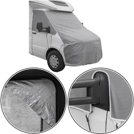 PRO PLUS Frontscheiben Abdeckung kompatibel für Verschiedene Marken – Abdeckplane für Wohnwagen mit UV-Schutz, 160 GSM Vliesstoff, Spiegelschlitzen – Spanngurten (Kompatibel mit Mercedes Sprinter ab 2018)