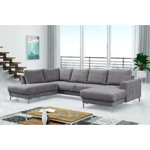 Küchen-Preisbombe Kuechen-preisbombe Modernes Sofa Couch Ecksofa Eckcouch Wohnlandschaft hellgrau Silvio XXL II