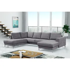 Küchen-Preisbombe Kuechen-preisbombe Modernes Sofa Couch Ecksofa Eckcouch Wohnlandschaft hellgrau Silvio XXL II