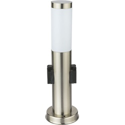 7 Watt LED Edelstahl Stand Steh Beleuchtung Terrasse 2x Steckdosen IP44
