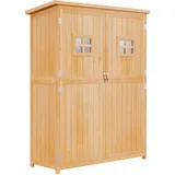 Outsunny Gartenschrank Holz Geräteschuppen Gerätehaus Geräteschrank Pultdach Garten Natur 127,5x50x164cm