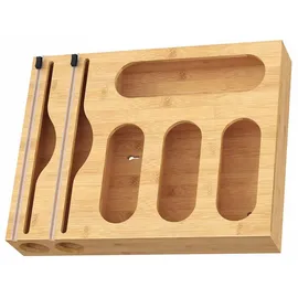 Relaxdays Folienspender 43,5 cm Holz/Bambus bronze