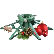 Kadax Weihnachtsbaumständer mit Wassertank, Christbaumständer aus robustem Kunststoff für Bäume, Verschiedene Großen, Tannenbaumständer, stabil, grün (Baumhöhe bis 3,5m)