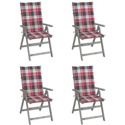 vidaXL 4x Akazienholz Massiv Gartenstuhl Verstellbar mit Auflagen Stuhl Holzstuhl Gartensessel Stühle Hochlehner Gartenstühle Gartenmöbel Outdoor