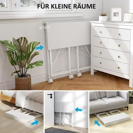 Homcom Schreibtisch Computertisch mit Rollen Faltbar Bürotisch mit Stahlgestell - Weiß