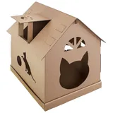Petigi Auswahl Katzenhaus Katzenburg Katzenhöhle Katzenturm Katzennest Kratzmatte Haus aus Pappe Kartonhaus mit Kratzpappe Kratzbrett Katzenmöbel,