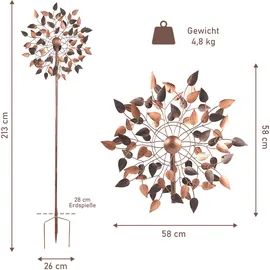Lemodo Windrad in bronze, Gartendeko, 213 cm hoch