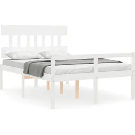 vidaXL Seniorenbett mit Kopfteil Weiß Massivholz