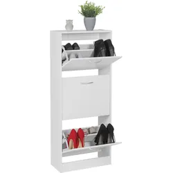 Kadima Design Schuhschrank 3 Fächer - 18 Paar Schuhe, Weißes Design, Integrierte Griffe. 50x24x125 cm