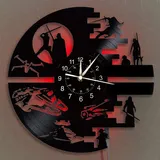 QianZhou-Uk Wanduhr Aus Science Fiction Filme Wars Geschenke für Männer Vinyl Schallplattenuhr Upcycling LED Dekoration 3D Design-Uhr Wohnzimmer Schlafzimmer Restaurant Wand-Deko Schwarz Ø: 30 cm (A)