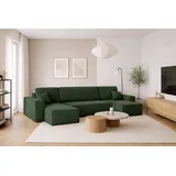 kaiser möbel Ecksofa Cord U-Form mit Schlaffunktion und Bettkasten 2-Sitzer Grün