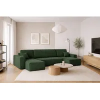 kaiser möbel Ecksofa Cord U-Form mit Schlaffunktion und Bettkasten 2-Sitzer Grün