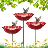 Vogeltränke Blume – Handgefertigter Metall-Gartenstecker mit Vogelbad – Wassertränke für Vögel & Bienen – Dekorative Blütenform für Garten, Beet & Balkon (3pcs)