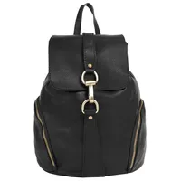 Forty° Cityrucksack, echt Leder, Made in Italy schwarz