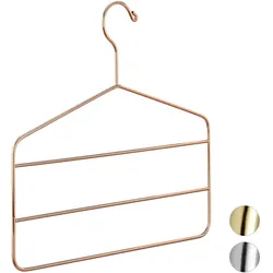 Relaxdays Hosenbügel, Mehrfachbügel, Hosen, Röcke, Schals, edles Design, platzsparend, 4 mm, Metall Kleiderbügel, kupfer