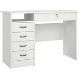 MID.YOU Schreibtisch, Weiß, Kunststoff, 5 Schubladen, Wange, 48.5x75.6x109.3 cm, Stauraum, abschließbar, Arbeitszimmer, Schreibtische, Bürotische