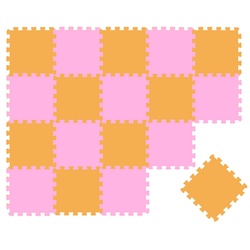 LittleTom Puzzlematte 18 Teile Baby Kinder Puzzlematte ab Null - 30x30cm, pink gelbe Kindermatte bunt