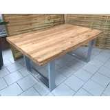 Esstisch Eiche Massiv durchg. Lamelle 160x100cm Metallfüße U-Gestell Edelstahlf.
