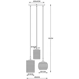 GLOBO Pendelleuchte Hängelampe Deckenlampe LED Designleuchte 3-Flammig Glas Rauchfarbe