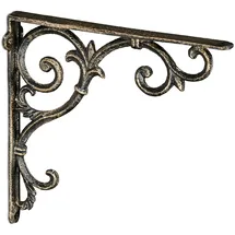 Relaxdays Regalwinkel antik, 2er Set Gr. M, Regalträger Gusseisen, Barocke Ornamente, Winkel für Regale, Vintage, Bronze