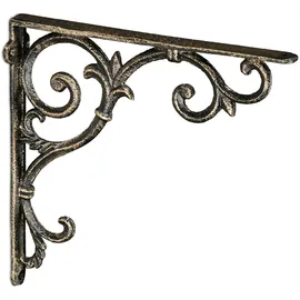 Relaxdays Regalwinkel antik, 2er Set Gr. M, Regalträger Gusseisen, Barocke Ornamente, Winkel für Regale, Vintage, Bronze