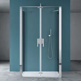 mai & mai Ravenna66UK Duschkabine U-Form mit Doppeltüre 120 x 80 cm Silber Klarglas