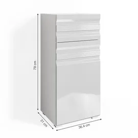 Vicco Midischrank Freddy, Weiß Hochglanz, Badezimmer, Badregal