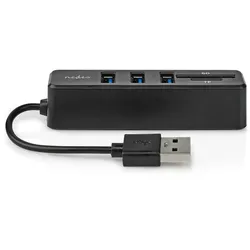 Nedis USB-Hub - 1x USB-A - 3x USB A Buchse - 5-Port port(s) - USB 2.0 - Stromversorgung über USB - SD & MicroSD