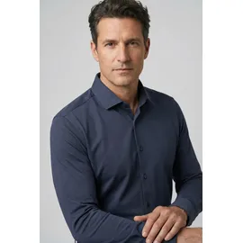 Olymp Businesshemd OLYMP No. Six super slim", Herren, Gr. 39, N-Gr, blau (marine), 64% Baumwolle, 27% Polyester, 9% Elasthan, Hemden,
