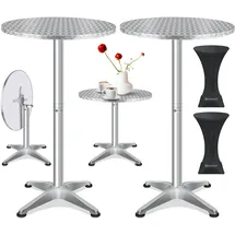 Kesser KESSER® 2in1 Stehtisch klappbar Bistrotisch Aluminium Edelstahlplatte höhenverstellbar 70cm / 115cm Partytisch Tisch In- & Outdoor Hochzeit Empfangstisch Klapptisch inklusive Regencover