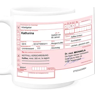 Rezept Kaffeebecher Tasse für Arbeit Büro personalisiert für Kollegin beste Freundin Tasse Arzt Arbeitskollegin Geschenk Kaffeetasse aus Keramik 330 ml