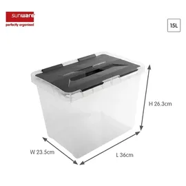 sunware perfectly organised Aufbewahrungsbox 36 x 23,5 x 26,3 cm 1-tlg. Grau/Transparent