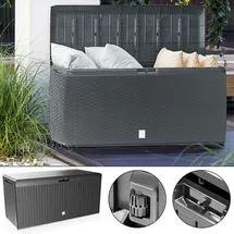 CASARIA Gartenbox 290L Rollen Verschlussvorrichtung Balkon Wohnzimmer Wintergarten Kissenbox