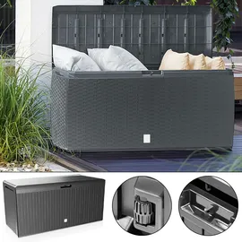 CASARIA Gartenbox 290L Rollen Verschlussvorrichtung Balkon Wohnzimmer Wintergarten Kissenbox