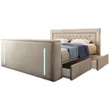 Luxusbetten24 Boxspringbett Divaneo mit TV Lift und Stauraum H2 (bis 70kg)