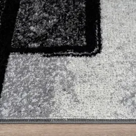 Paco Home Teppich Modern Kurzflor Abstrakt Gemälde Optik Schwarz Grau Anthrazit, Grösse:160x230 cm