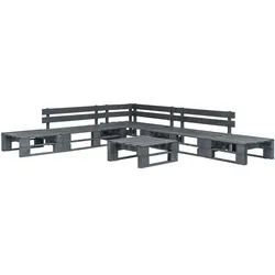 vidaXL 6-tlg. Garten-Sofagarnitur aus Paletten Holz Grau
