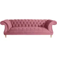 Max Winzer Max Winzer® Chesterfield-Sofa »Isabelle«, mit Knopfheftung & gedrechselten Füßen in Buche natur, Breite 260 cm rosa