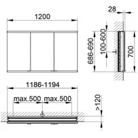 Keuco Royal Modular 2.0 DALI 1200x700x120mm, 1 SD, 1