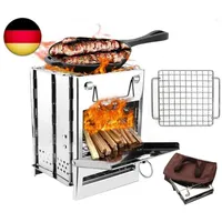 Camping-Holzofen mit Grill, zusammenklappbarer Rucksack-Survival-Raketenofen
