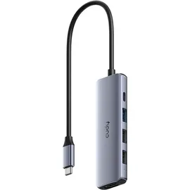 Cudy 5-in-1 USB-C Hub, with 4K HDMI, - Grau/Silber