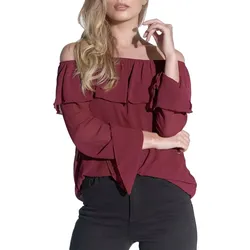 vestino Off-Shoulder Bluse mit Volant Sommer-Bluse Frühlings-Bluse 900880 Rot - 42
