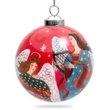 SIKORA K08-62 Engel Kapelle Glaskugel Weihnachtskugel Innenglasmalerei D: 7,5 cm