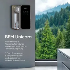 BEM Unicora Wasserfilter Osmoseanlage Umkehrosmose Trinkwasser Wasseraufbereiter UV Direktanschluss, Heißwasserspender 6 Temperaturstufen), TDS Monitor Kalkfrei für Küche Büro
